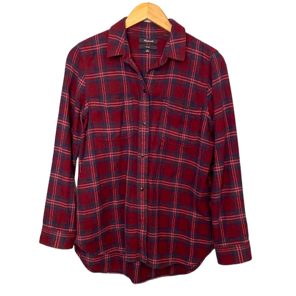 Madewell Red Flannel Classic Ex-Boyfriend Jensen Plaid Shirt Size M